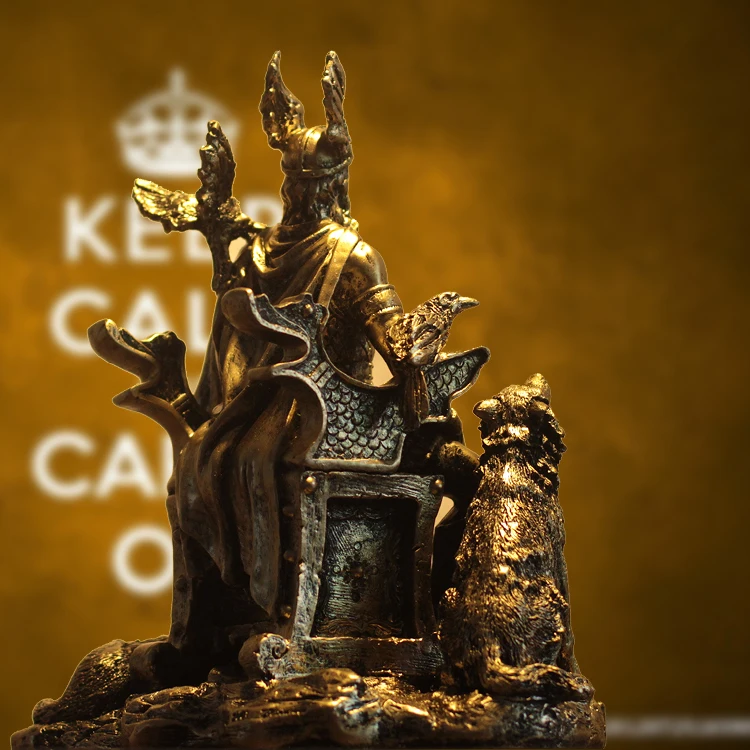 Антикварная статуя Одина ручной работы из смолы Северной Европы миф воин Бог персонаж фигура украшение искусство и ремесло орнамент аксессуары