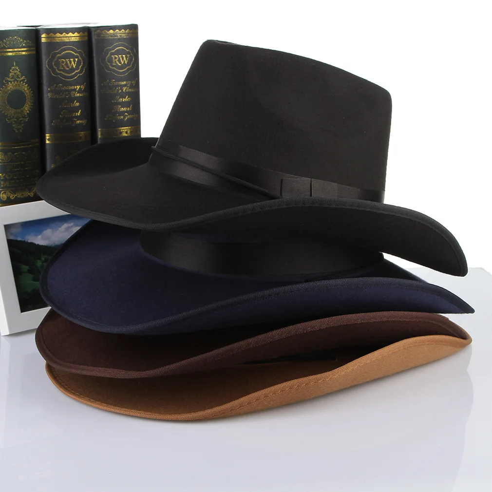 Мужская Ковбойская шляпа в западном стиле для взрослых, Мужская однотонная Повседневная Кепка, уличная модная кепка для отдыха, подходит ко всему, для путешествий, отдыха, гофрированная Кепка s H7185