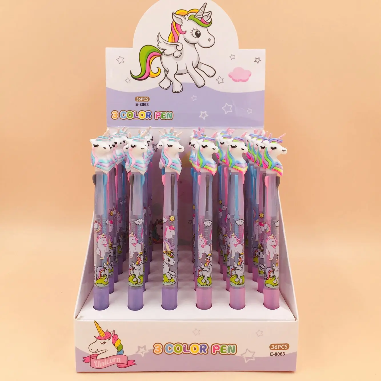 

36 pcs/1 lot Kawaii Ballpen 3 color Cartoon Unicorn Ballpoint Pens Pens School Stationery Writing Supplies Office Supplies
