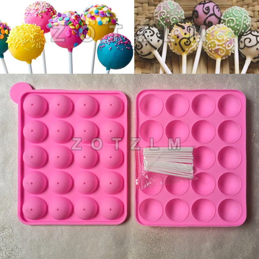 

22 Ball Shape Lollipops Silicone Mold, With 22 Plastic Sticks, Chocolate Confeitaria Cake Jelly Pudding Tools GJD017