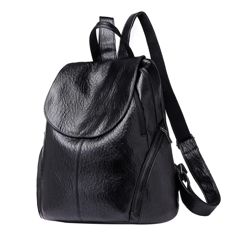 LITTHING рюкзак из искусственной кожи сумки через плечо Модные женские рюкзаки рюкзак для женщин Женский рюкзак женский Mochila - Цвет: black