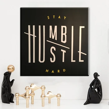 

Black White Motivational Life Quote Canvas Art Posters Canvas Prints Stay humble,Stay Hungry Wall Pictures for Living Room