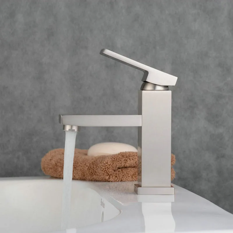 SRJ Bathroom Wash Basin Faucet Waterfall Tap Cold And Hot Water Tap Single Handle Brushed Wash Basin Sink Faucet Brass Tap SRJ Bathroom Wash Basin Faucet Waterfall Tap Cold And Hot Water Tap Single Handle Brushed Wash Basin Sink Faucet Brass Tap