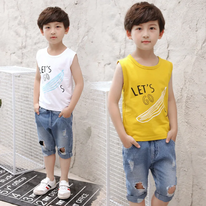 

Catamite Summer Wear Suit Children's Garment New Child Vest Sleeveless Two Pieces Leisure Time Cartoon Kids Clothing Sets