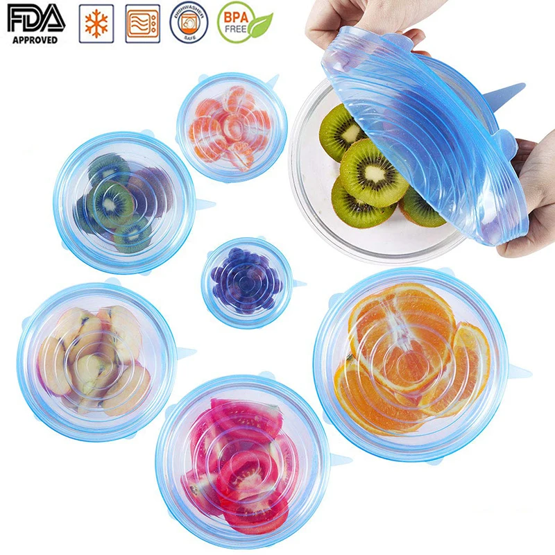 

Silicone Suction Lid-bowl Wrap Silicon Stretch Lids Universal Food Cover For Cookware Kitchen 2PC/LOT