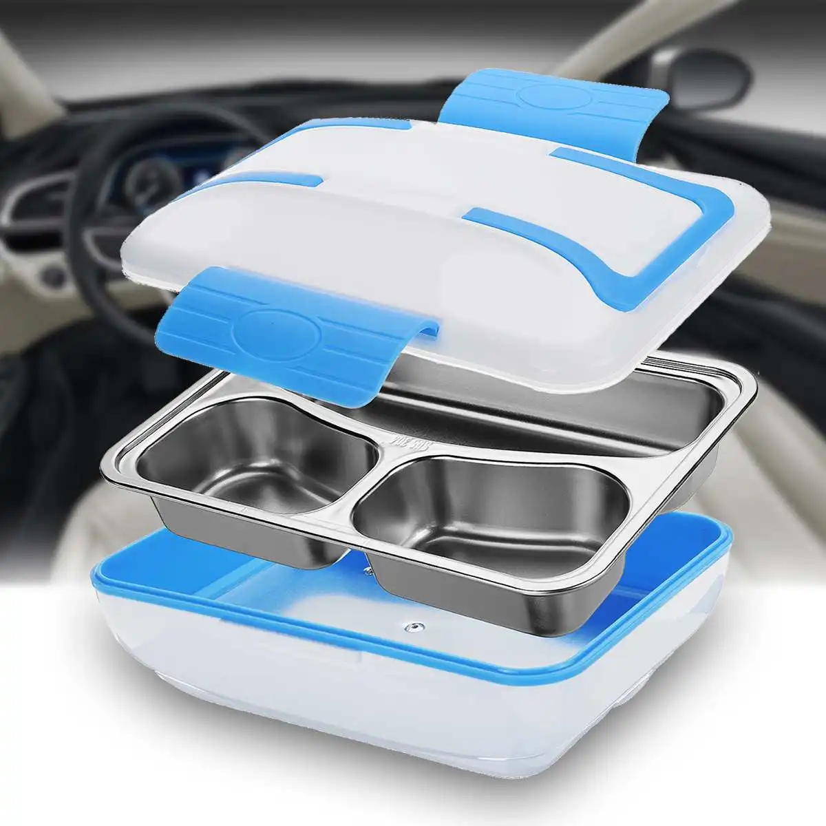 

DC 12V 45W 1.2L Portable Car Truck Electric Heating Lunch Box Food Warm Heater Stainless Steel Container Storage For Kids Adults