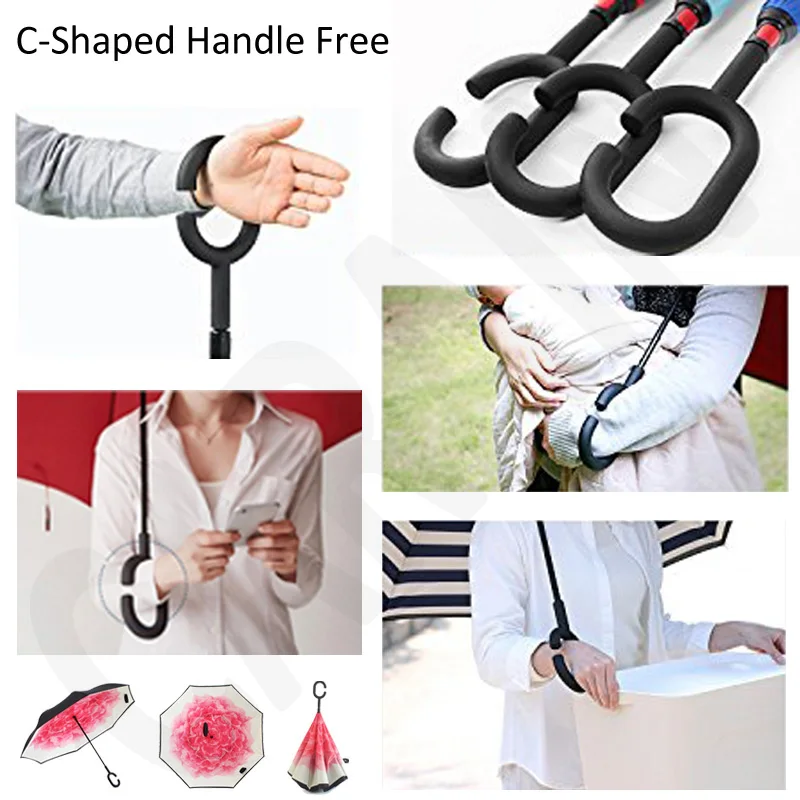 9-Women'S Umbrellas Inverted Durable Business Quality 2018 New Design Windproof Reverse Umbrella C-Hook Hands For Car