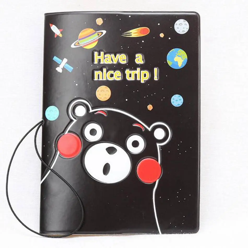 Креативный чехол для паспорта с рисунком черного медведя, Женский/мужской чехол для авиаперелетов, сумка для банковских карт, портативный чехол для паспорта для путешествий