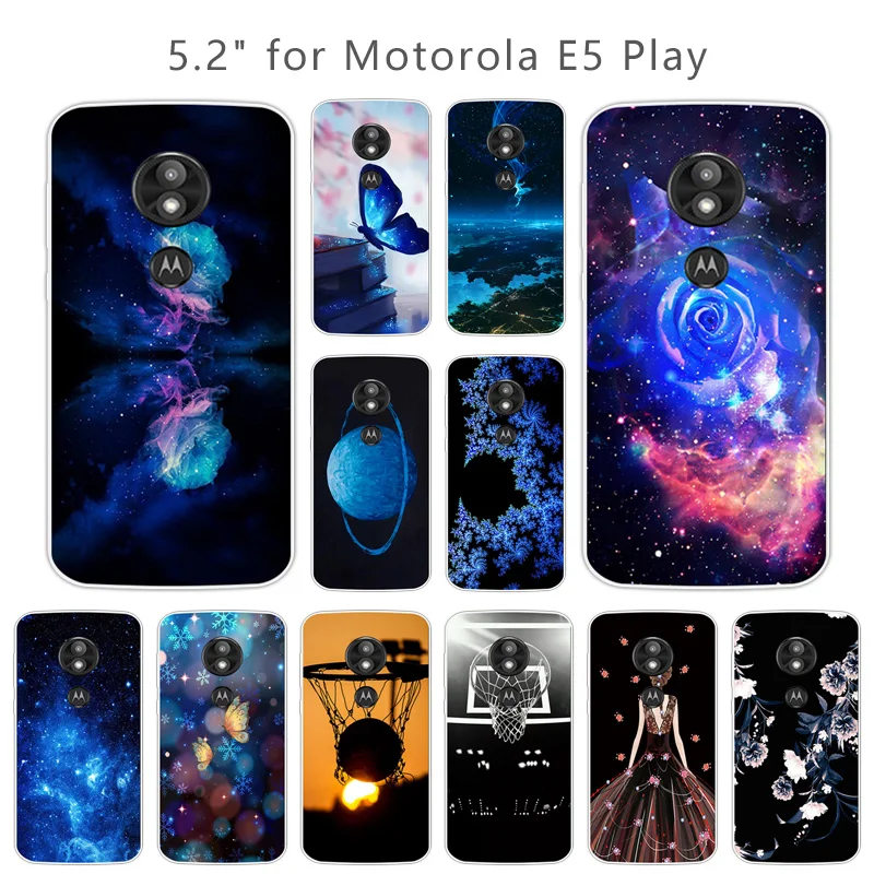 5.2 inch Soft Silicone for Motorola E5 Play Slim TPU Phone Shell MOTO E5Play Transparent Gel Ultrathin Blue Coque |
