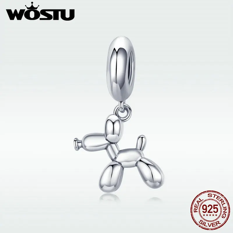

WOSTU Hot Design 925 Sterling Balloon Dog Dangles Charms DXt Bracelet & Necklace Pendant Unique Fashion Jewelry DXC981