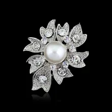 luxury wedding party Bride brooches jewelry Big Simulated pearl brooches for Women crystal rhinestone brooch pin collar clip pin
