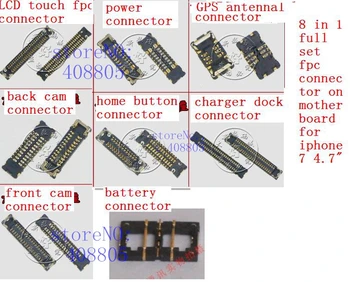 

10set/lot 8 in 1 full set fpc connector for iPhone 7 7G 4.7"LCD/touch camera charger power volume home button GPS FPC connectors