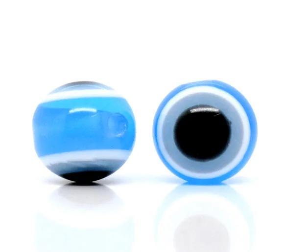 

DoreenBeads Resin Spacer Beads Ball Blue Eye Pattern About 10mm( 3/8") Dia, Hole: Approx 2mm, 15 PCs new