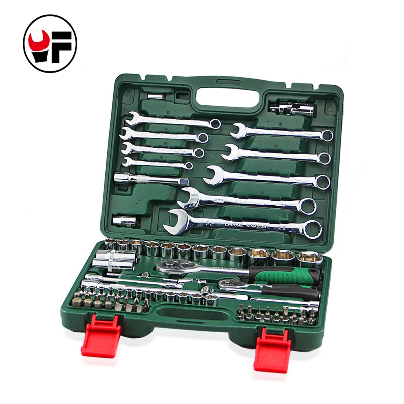 82 unids la combinación trinquete llave de torque 1/2 de reparación de automóviles, herramientas de mano para coche kit de un juego de llaves HD3695