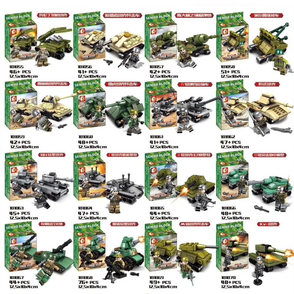 

16Pcs/Set Military Army World War II WW2 Police SWAT Soldiers Tank Vehicle Building Blocks Bricks Toys Compatible With Lego