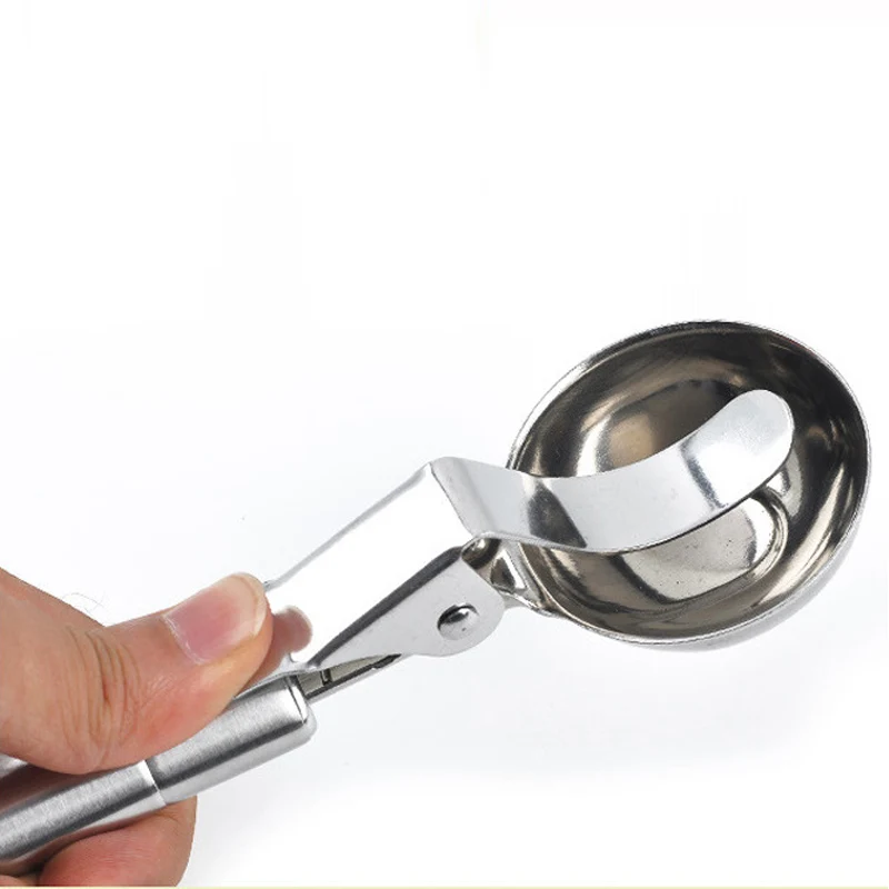 Kitchen Stainless Steel Fruit Ice Cream Scoop Spoon Cookies Spoon Dipper Handle Food Portioner Cutter Scoop Home Ice Cream Tools ice cream scoop