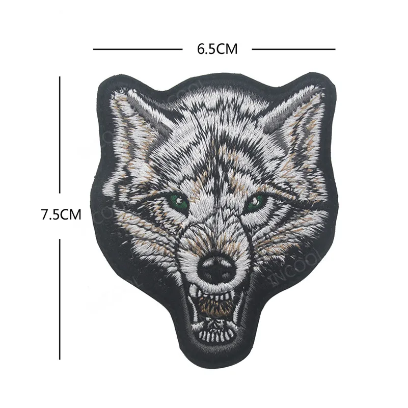 Нашивка с вышивкой тигра, медведя, волка, животных, военный боевой дух, нашивки, тактическая Боевая аппликация эмблем, вышитые значки, Прямая поставка - Цвет: Wolf