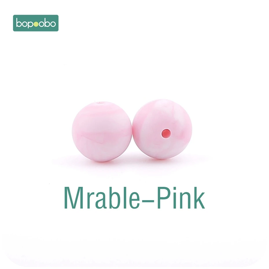 Marble-Pink Bopoobo Baby уход, прорезыватель конфеты Цвета 12 мм 50 шт. силиконовые бусины сенсорная игрушка для прорезывания зубов DIY, ювелирные изделия, аксессуары, малоенькая прогулочная коляска Прорезыватель для зубов - Цвет: Marble-Pink