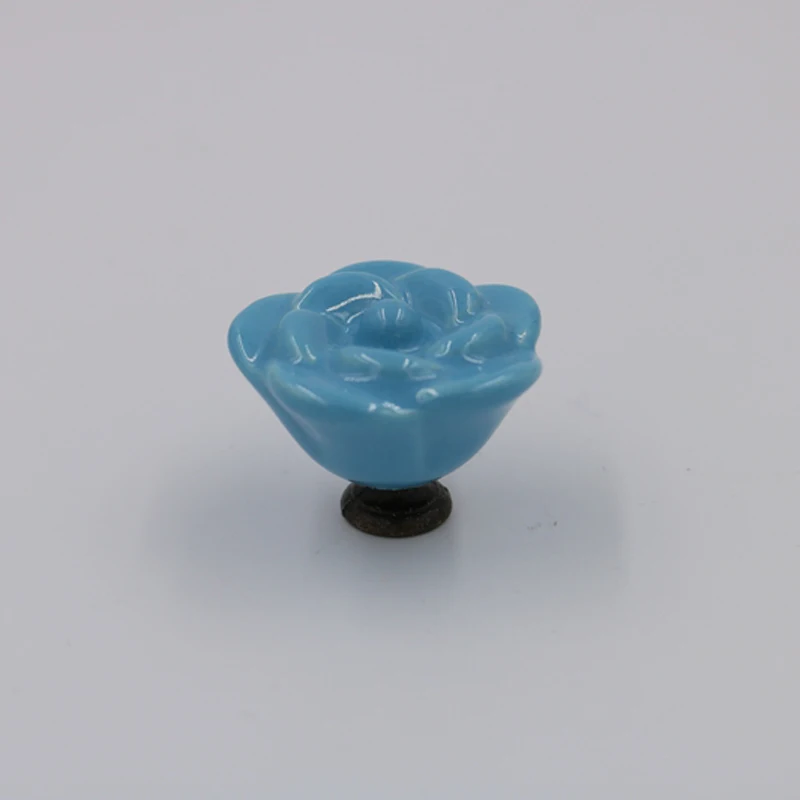 1x الأزرق سلسلة السيراميك مقبض الورد تاج الشمس زهرة صبي الأطفال غرفة لخزانة ملابس بأدراج خزانة مقبض الباب