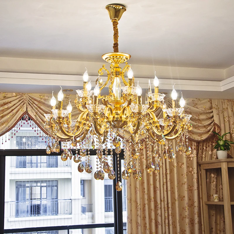 Gold Crystal chandelier For Living Room Brass Bronze Chandelier