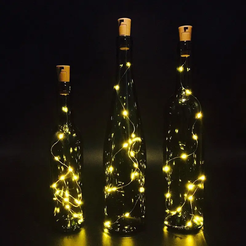 Натуральная пробка для винной бутылки 20LED медная гирлянда украшение