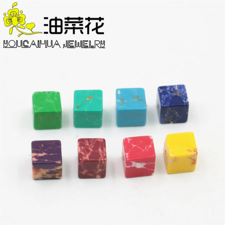 

8mm Accessories Cube Multicolor Emperor Stone Beads For Necklace Bracelet Women Girl 15inch DIY Jewelry Making Design Wholesale