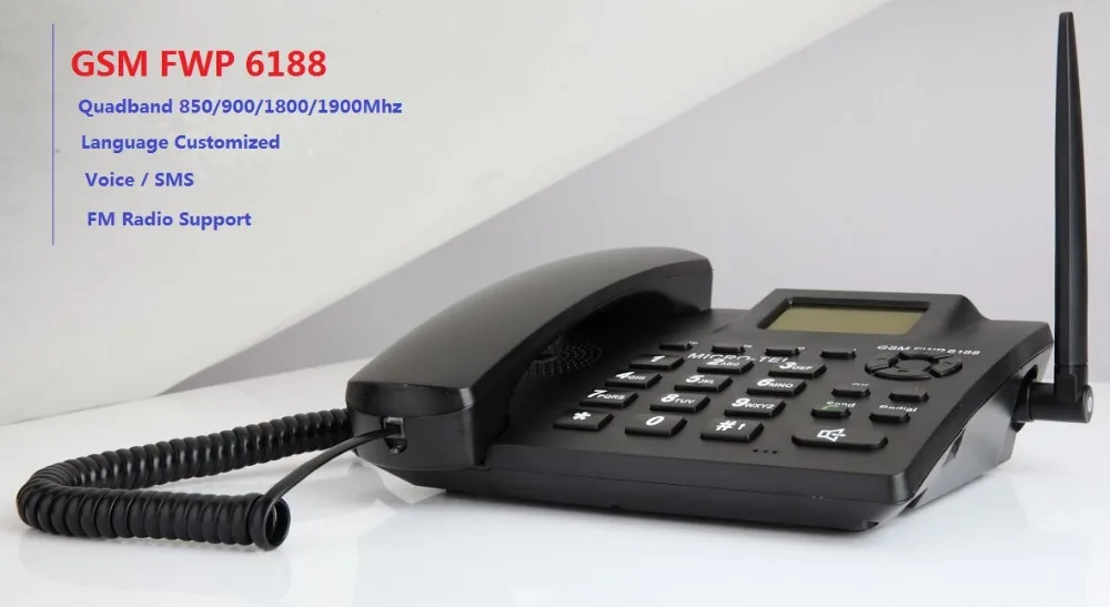 Etross 6188 dual/quad band landline gsm cordless telephone with sim