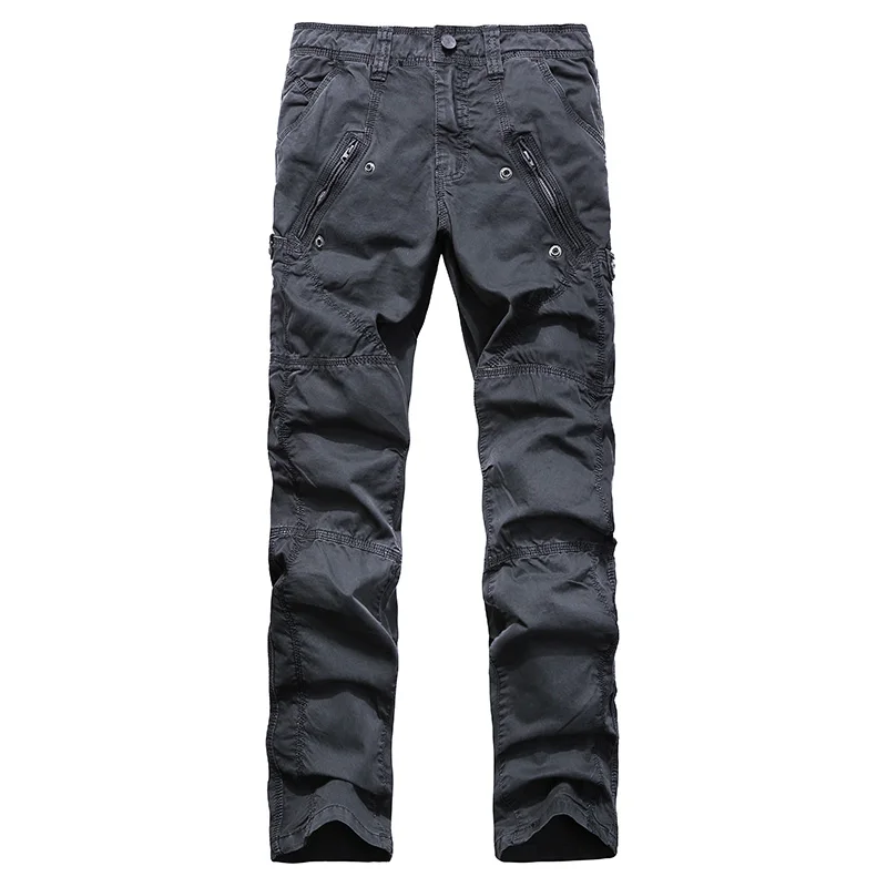 Men's Fashion Army Style Pants Multi-Pocket Cargo Solid Color Men Military Overalls Long Trousers Plus High Quality F39 | Мужская