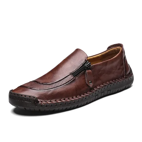 Мужская обувь; Роскошные брендовые кожаные повседневные туфли-оксфорды для вождения; мужские лоферы; мокасины; итальянская обувь для мужчин на плоской подошве; размеры 38-48 - Цвет: Коричневый