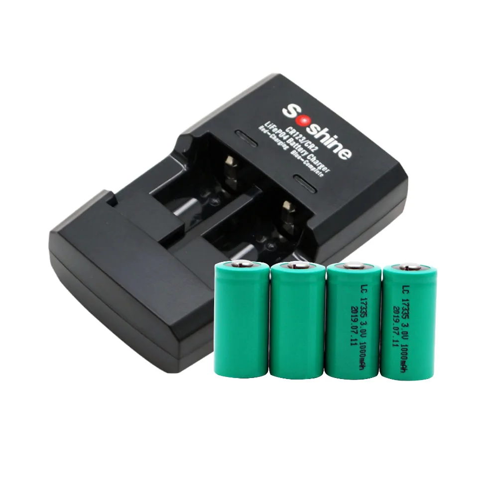 

4x CR123A 3.0V 3V Rechargeable LiFePO4 Battery CHARGER CR123 with LiFePO4 Battery Charger
