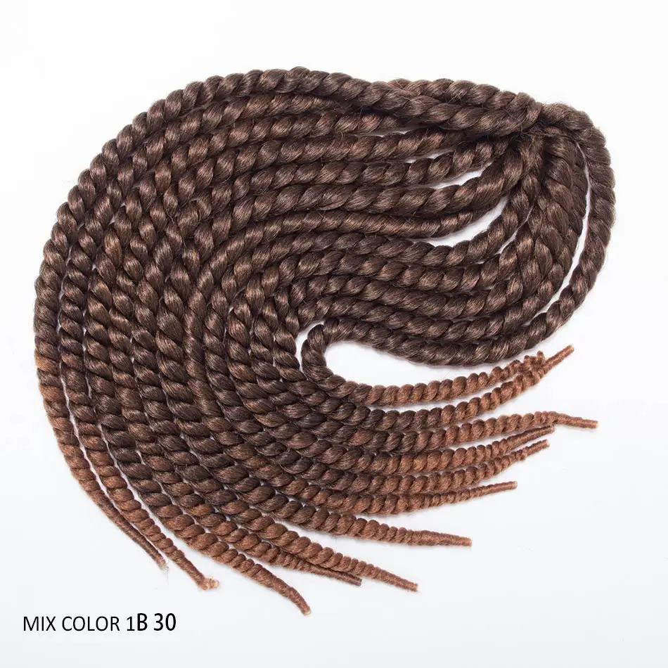 Qphair Ombre Mambo Гавана завивка, плетение волос Вязание Крючком Твист косы синтетический черный блонд седой высокая температура наращивание волос - Цвет: 1B/30HL
