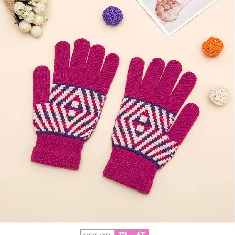 Вязаные женские зимние перчатки, модные, милые, с пятью пальцами, из толстой шерсти, хлопковые, для верховой езды, теплые зимние перчатки, B71