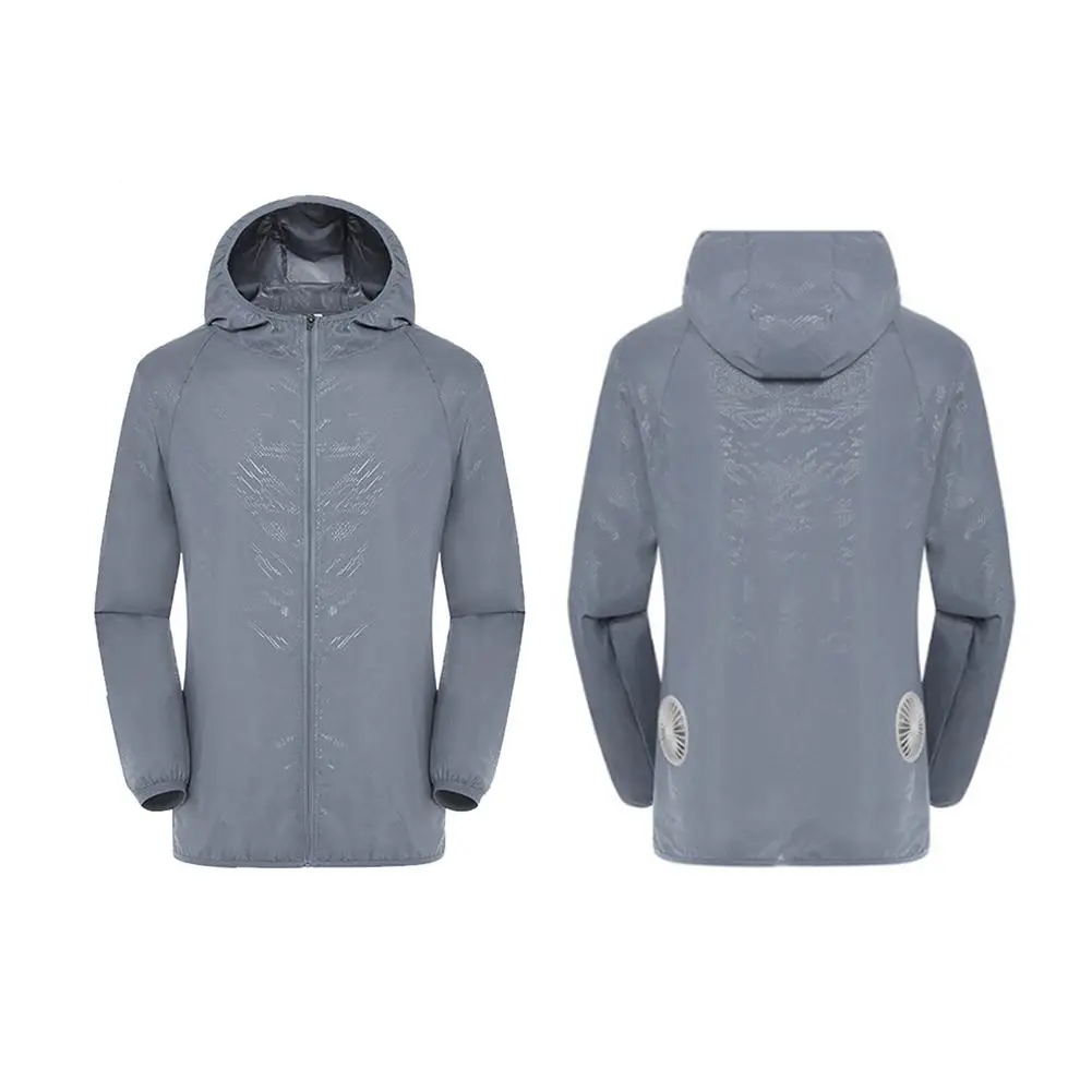 

Man Zipper Hooded Intelligent Three-speed Summer Cooling Clothes Set USB Air Conditioning Suit With Fan UV Protection Wear Woman