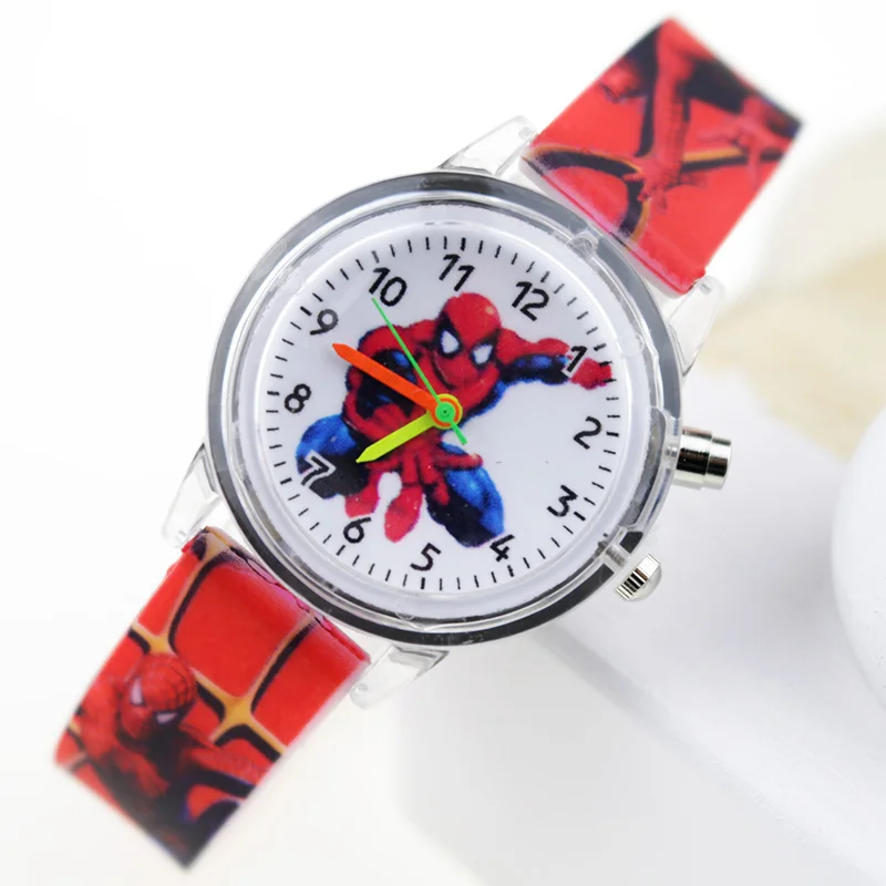 Детские часы «Принцесса Эльза», «Человек-паук», разноцветный светильник, часы для мальчиков, часы для девочек, подарок на вечеринку, наручные часы, Relogio Feminino