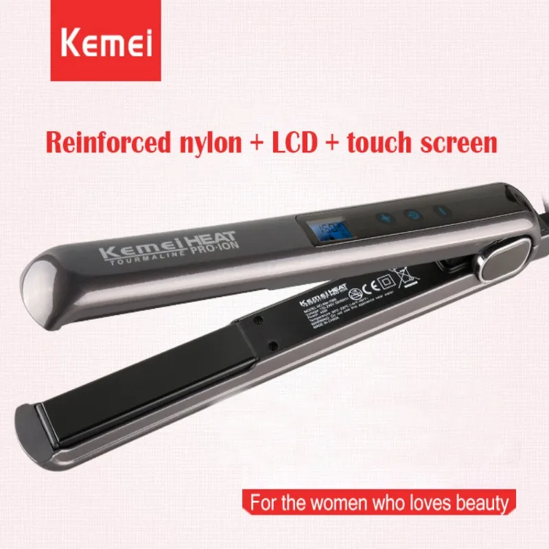 KEMEI LCD выпрямитель для волос профессиональный сенсорный экран керамические
