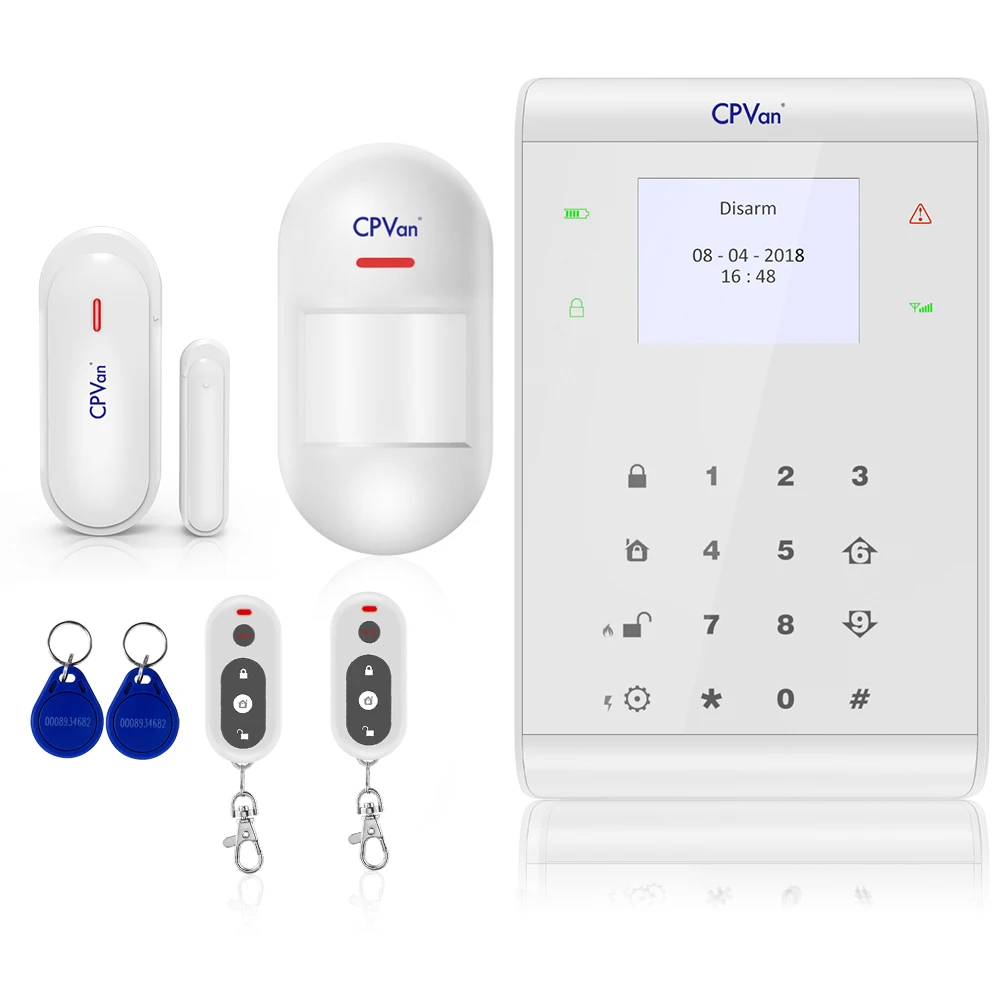 

CPVan Wireless Home GSM Security Alarm System DIY Kit APP Control With Auto Dial Motion Detector Sensor Burglar Alarm System
