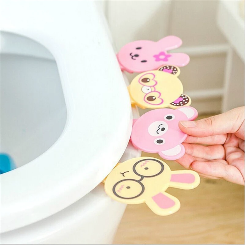 

Creative Toilet Seat Pad Lifter Portable Cover Lid Lifting Handle Bathroom Accessories Cute Cartoon Avoid Touching Sticker Lift