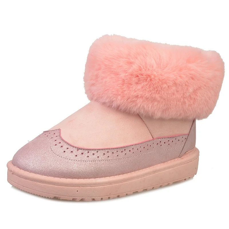 warm faux fur waterproof snow boots women winter fashion ladies ankle