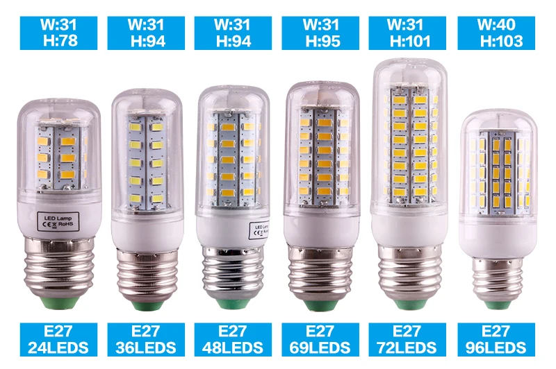 

NEW LED lamp E27 E14 9W 12W 15W 18W 20W Warm Cold white 220v LED Lamp corn bulb Spotlight SMD 5730 High Power