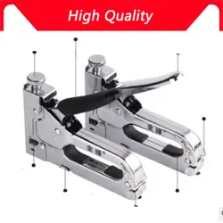Ногтей основных пистолет и степлер для деревянной мебели, двери и обивки хромированная отделка с 900 ногти Деревообрабатывающие
