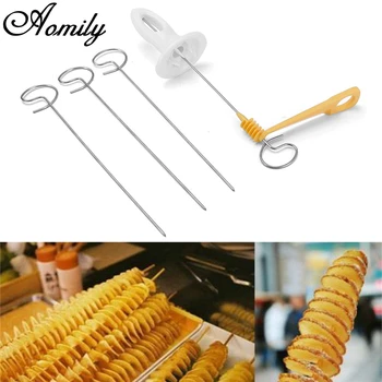 

Aomily 4pcs/Set Stainless Steel Potato Twister Tornado Slicer Manual Cutter Spiral Chips Kitchen CookingPotato Tools Gadgets