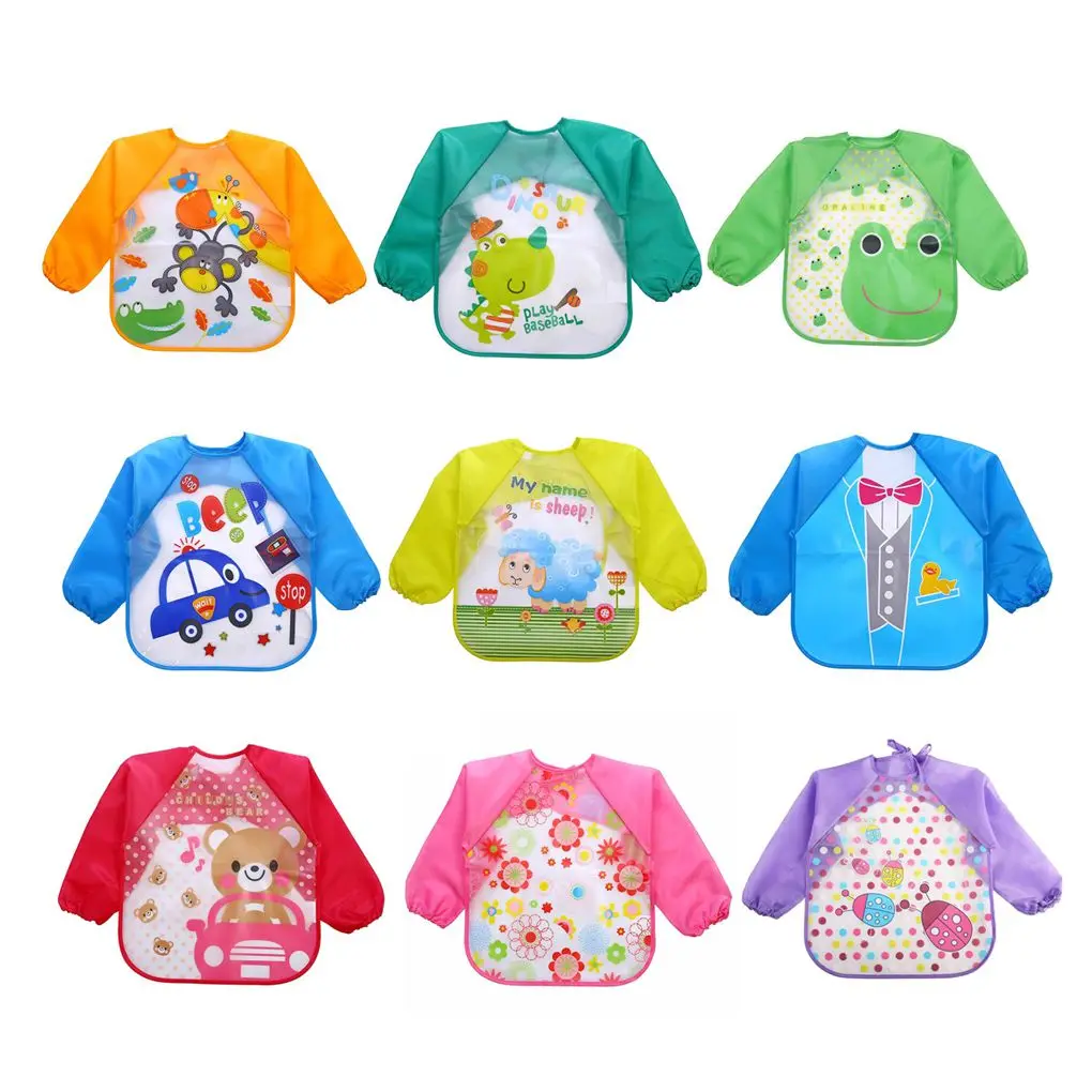 Cartoon Baby Bibs Apron Adjustable Burp Cloths Feeding with Long Sleeves Baby Accessories Stuff Cute Animals toddler kids Cartoon Baby Bibs Apron Adjustable Burp Cloths Feeding with Long Sleeves Baby Accessories Stuff Cute Animals toddler kids
