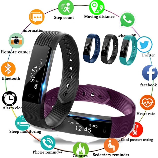 

Bluetooth Wristband Smart Bracelet ID115 Plus Sport Heart Rate Monitor Watch Activity Fitness Tracker Smart Band Dropshipping