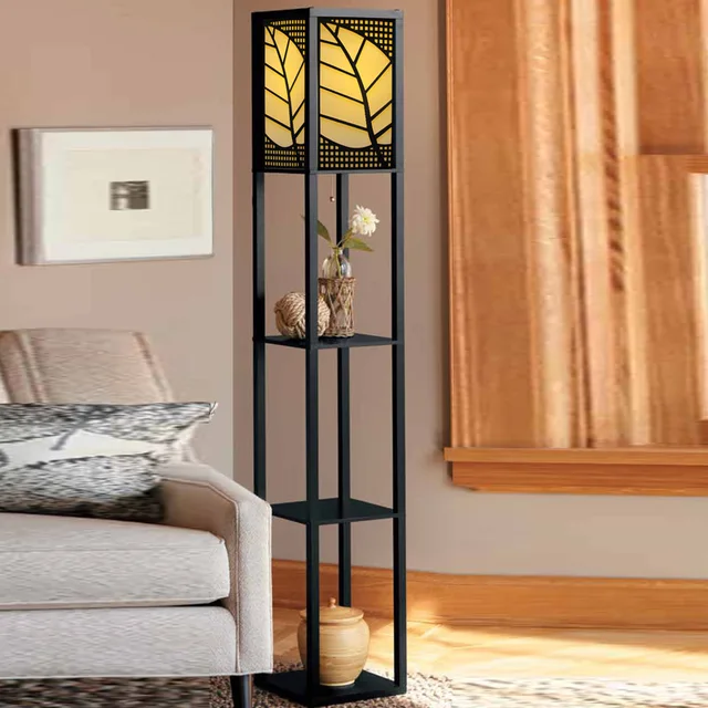 Style Étagère Lampadaire Fleur Chevet Chambre Pour En Chinois Salon Bois De Plancher Minimaliste Moderne Lampe AcL5jR34q