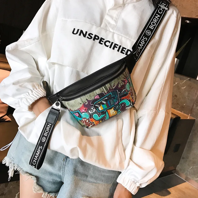 Fanny Pack Women Waist Bag Leather Crossbody Belt Shoulder Bags Waist Packs Girls Waterproof Street Sport Cartoon Chest Bag N88