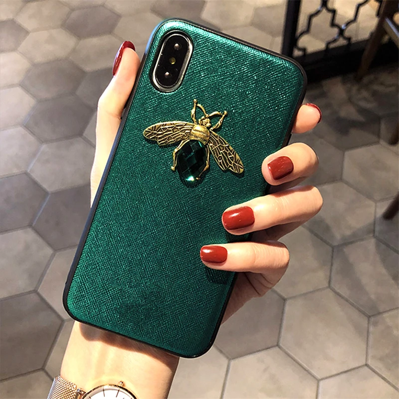 Luxury Fashion brand Diamond Bee Glitte soft case for iphone 6 S 7 8 plus X XR XS Max Cute Hard Cover for iphone 7 8 5 5S SE 6S (5)