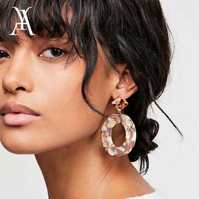 Fashion Oval Geometric Acetate Acrylic Earrings For Women Girls Multi Color  Resin Tortoiseshell Earrings Boucle D'oreille|Drop Earrings| - AliExpress