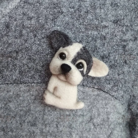 Samoye than bear Pet Dog Brooch French Bulldog wool needlepoint kit wool felt needle felting decoration craft needlecraft DIY