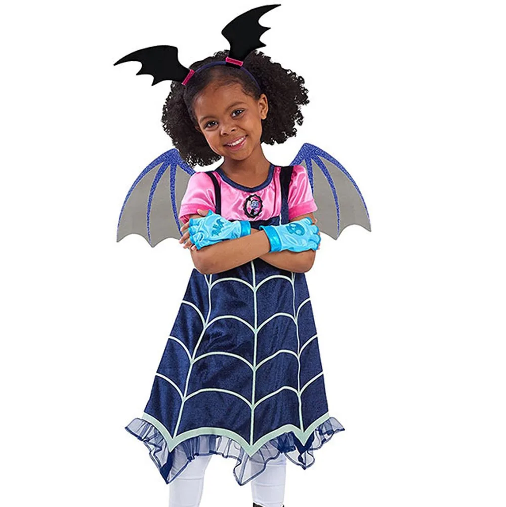 Hitmebox/Коллекция года, Детские вечерние костюмы с короткими рукавами для девочек, костюм для косплея, платье+ повязка на голову+ крылья летучей мыши, комплект из 3 предметов