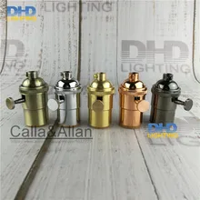 100 шт./лот 5 цветов, Ретро стиль, Винтаж Edison E27 винт лампы медное основание лампы держатель подвесной потолок и освещение светильник из латуни разъем